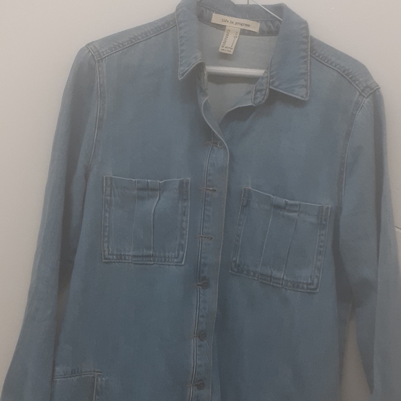 Life in progress Blue Denim Jean Short Romper sz S - Picture 8 of 12